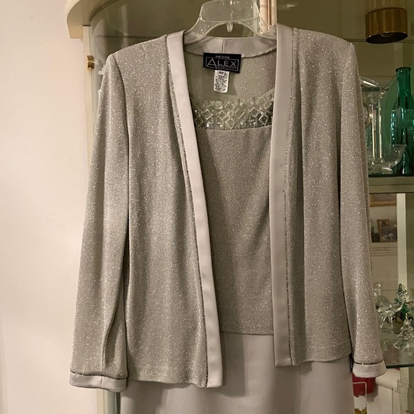 Alex Evenings Petite Silver Satin Dress - Picture 3 of 4